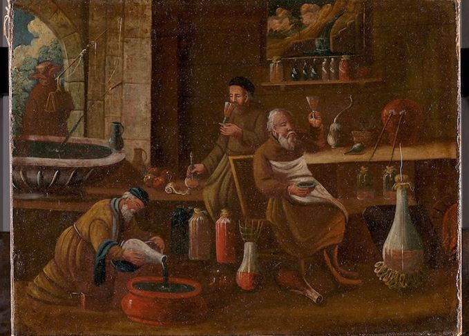 Learned men: Monks making and sampling wines, spirits and medicines (Photo: Wellcome Collection)